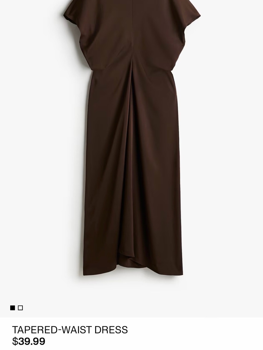 H&M Chocolate Brown Midi Dress with Front Pleat